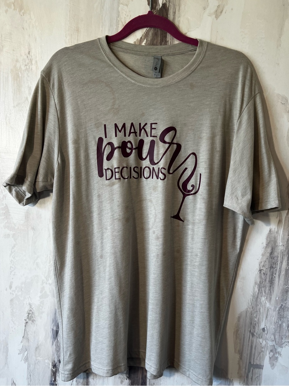 "I Make Pour Decisions" Wine T-Shirt Size XL